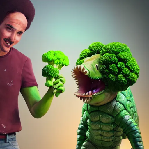 Prompt: A hyper real comic book style portait painting of a cute broccoli man dancing salsa with a cute armadillo, unreal 5, hyperrealistic, octane render, cosplay, RPG portrait, dynamic lighting