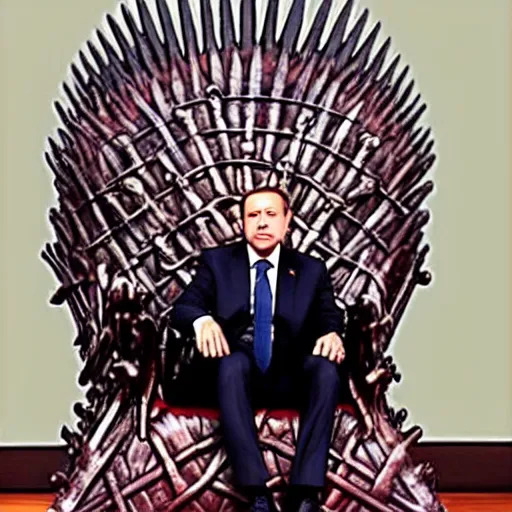 Image similar to recep tayyip erdoğan sitting on the iron throne