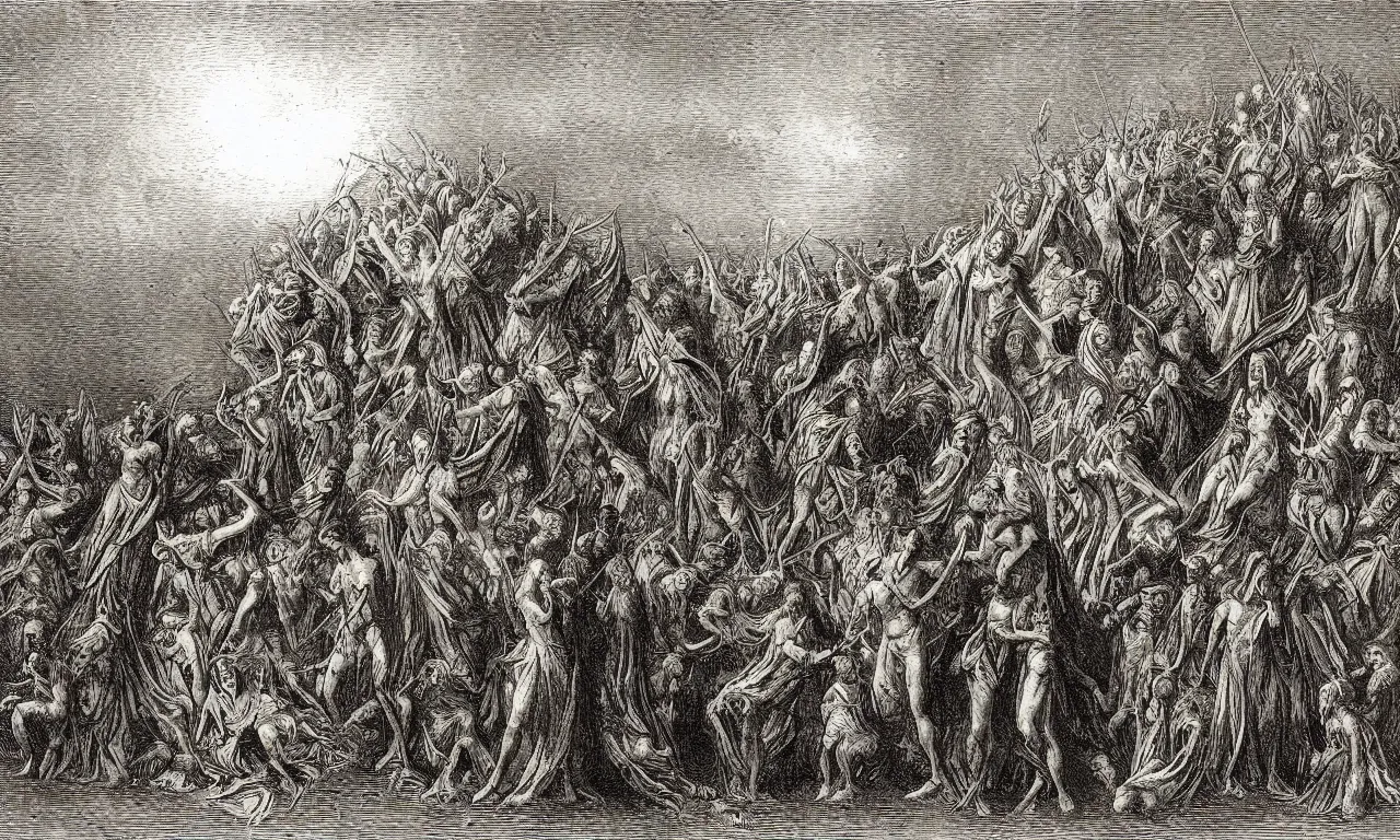 Image similar to dantes purgatory, by gustav dore