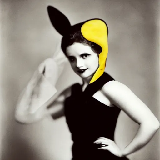 Prompt: elegant woman dressed up as pikachu, art photo in color Frantisek Drtikol, digital photo, clean, sharp, smooth, glossy photo