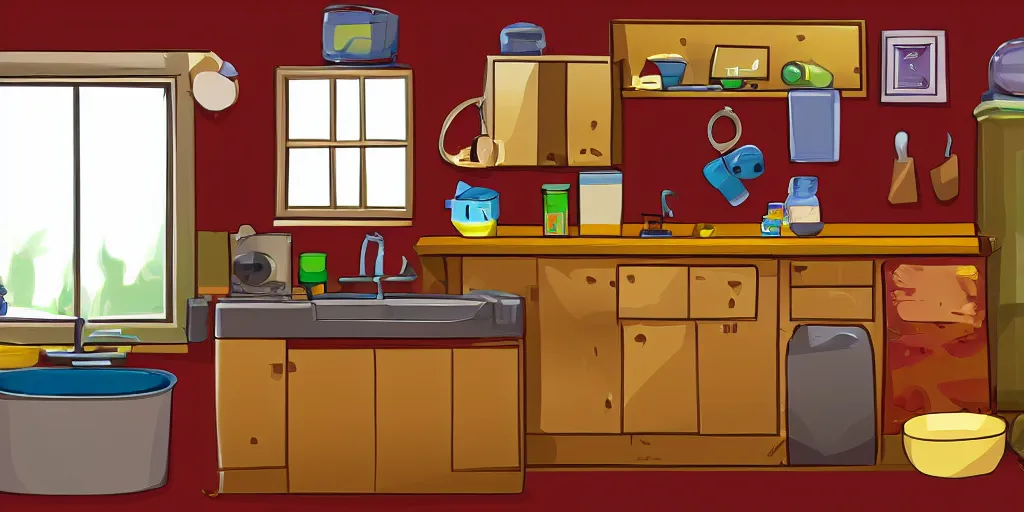 Prompt: game asset 2 d sprite household items found inside a kitchen