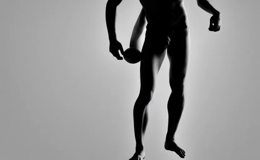 Prompt: hazy silhouette of a young athletic ancient greek male on a white background