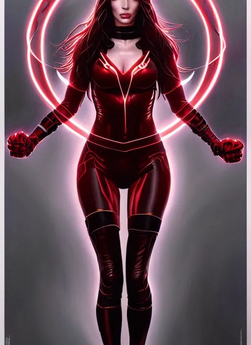 Image similar to symmetry!! gantz portrait of megan fox as the scarlet witch, intricate, highly detailed, dynamic lighting, digital art, digital painting, artstation, terence nielsen, sharp focus, illustration, art by artgerm and greg rutkowski and moebius, 8 k