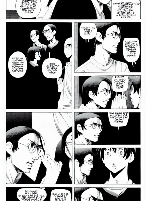 Image similar to steve jobs manga, final page, by katsuhiro otomo and hiroya oku and makoto yukimura