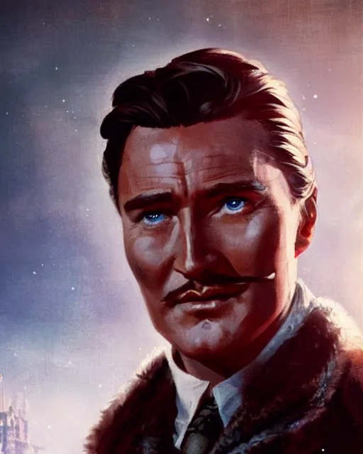 Image similar to Errol Flynn as a scientist. 1980s dystopian Soviet Russia, propaganda screens. Unreal engine, fantasy art by Greg Rutkowski. Faithfully depicted facial expression, perfect anatomy global illumination, radiant light, detailed and intricate environment