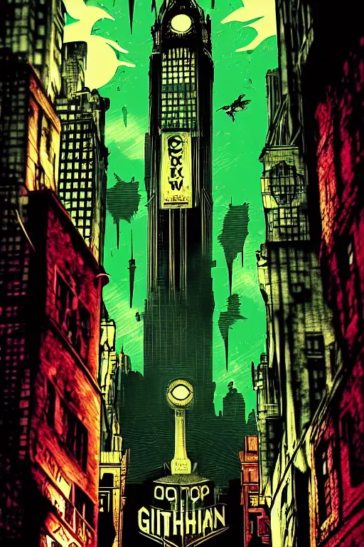Image similar to gotham city, aesthetic, fantasy, bioshock pop art, by mike swiderek, jorge lacera, ben lo, tyler west,, ultrarealistic, sharp focus, intricate, ultra high definition details, shadow effect