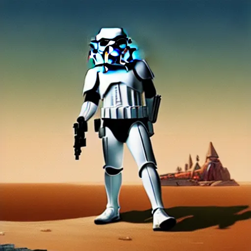 Prompt: vintage disney version of a stormtrooper on the beach, medium shot, digital painting,sharp focus, illustration, art by Walt Disney and Greg Rutkowski