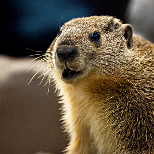 Image similar to groundhog holding its ears due to loud noise