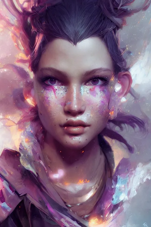 Prompt: face closeup of beautiful barbi doll like girl, exploding into voronoi fractures, 3 d render, hyper realistic detailed portrait, ruan jia, wlop. scifi, fantasy, hyper detailed, octane render, concept art, by peter mohrbacher, by wlop, by ruan jia