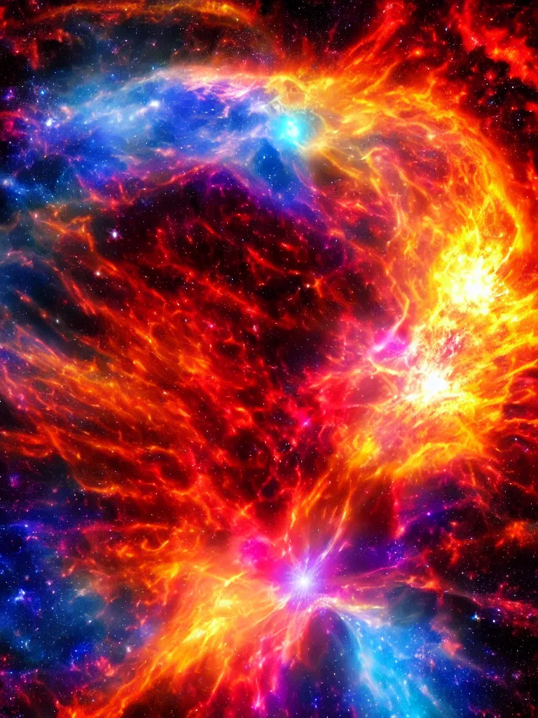 Image similar to celestial epic colorful deepspace image of supernova explosion, nasa photos, artstation