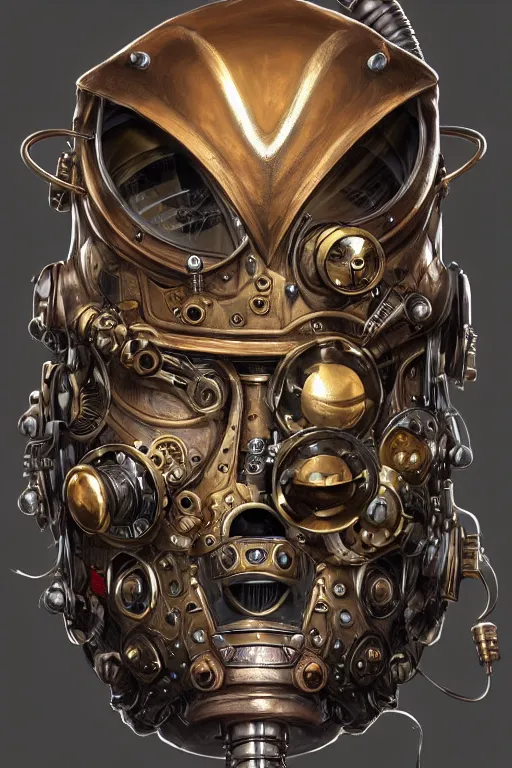 Image similar to steampunk helmet fantasy art mask robot ninja stylized digital illustration sharp focus, elegant intricate digital painting artstation concept art global illumination ray tracing advanced technology chaykin howard and campionpascale and cooke darwyn and davis jack