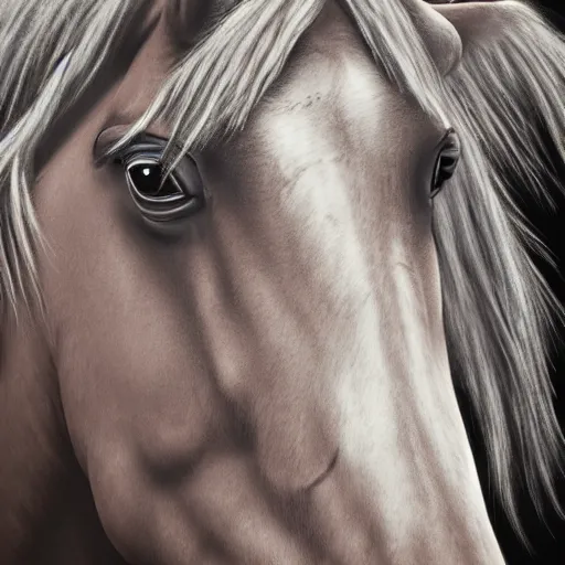 Image similar to horse with face tatoos, 8 k detailed concept art