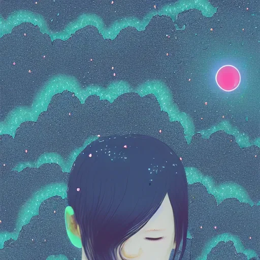 Image similar to a music disc by inio asano, beeple and james jean, aya takano color style, 4 k, super detailed, night sky, digital art, digital painting, celestial, majestic, colorful