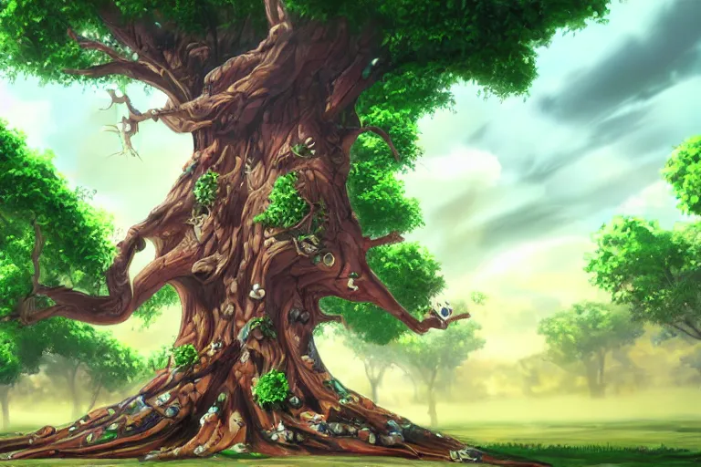 Image similar to Fantastic tree, one piece, concept art, 4K, detailed, high quality