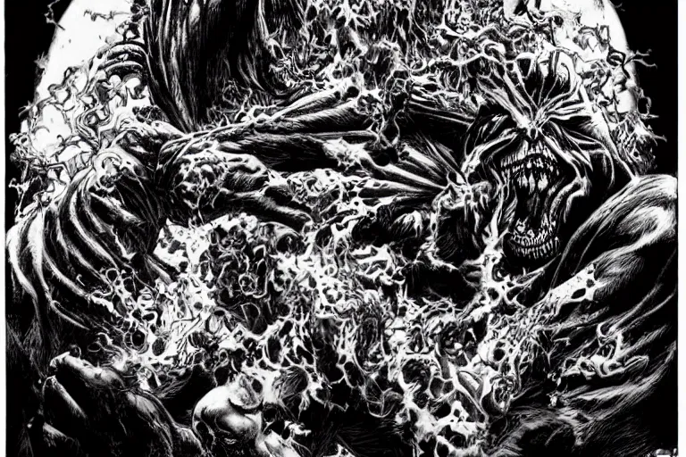 Image similar to Now I am become death, the destroyer of worlds. by kentaro miura, by kim jung gi