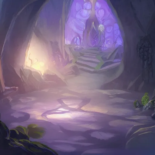 Image similar to Amethyst potion, inner light. Masterful fantasy concept art.