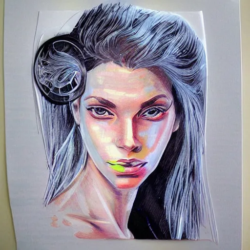 Image similar to woman portrait made out of paint, beautiful, cyborg, comic book art, highly detailed