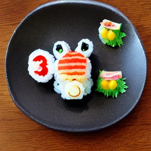 Image similar to cute, cryptozoological sushi creature