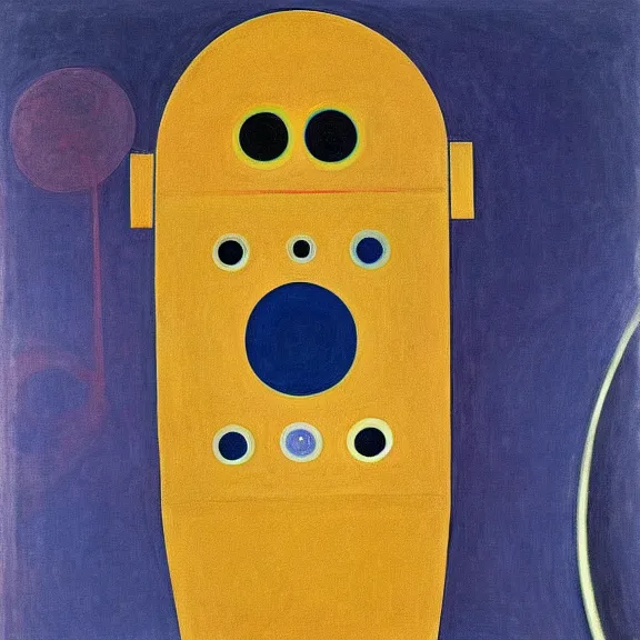 Prompt: painting of a robot by Hilma af Klint, clean lines