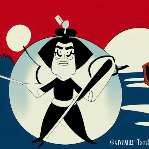 Image similar to a foolish samurai warrior, cartoon illustration by Genndy Tartakovsky