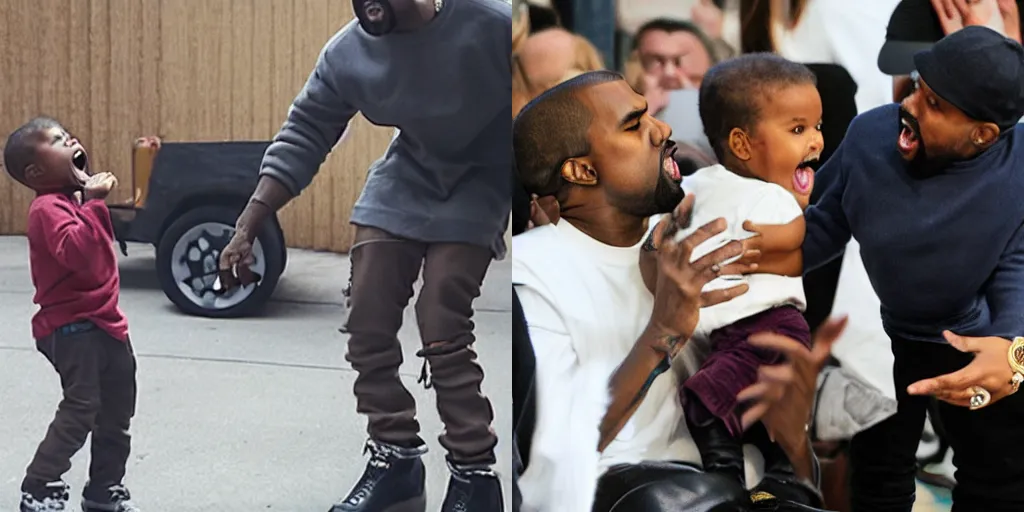 Prompt: kanye west yelling at a toddler