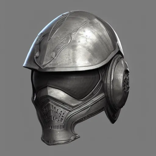 Image similar to a helmet with a sword in it, an ambient occlusion render by xul solar, trending on polycount, new objectivity, sketchfab, greeble, hard surface modeling