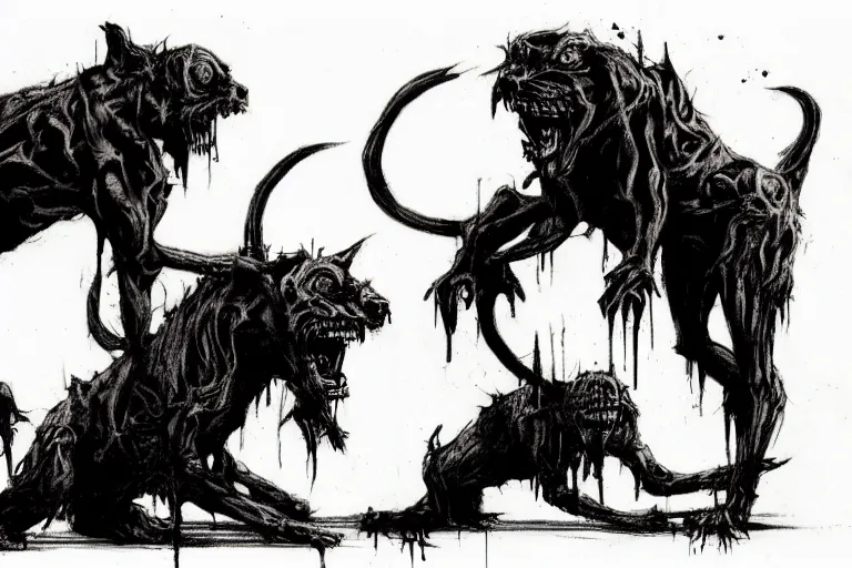 Image similar to mad creepy cerberus artwork by ben templesmith