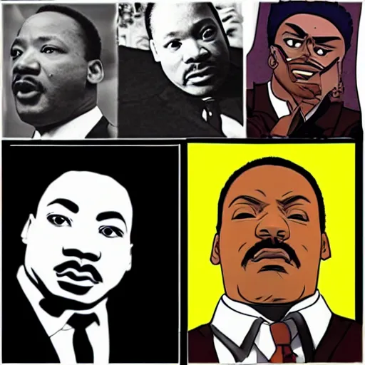 Image similar to Martin Luther King as JoJo from JoJo's Bizarre Adventure