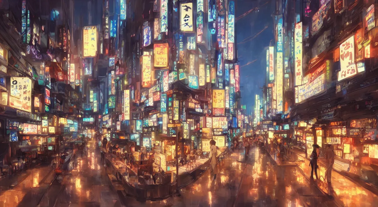 Prompt: Bar in Shinjuku, Anime concept art by Makoto Shinkai