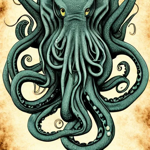 Prompt: Tentacles, Octopus, Cthulhu, digital art