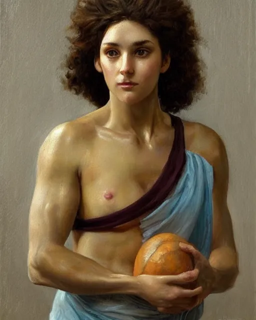 Image similar to an ancient greek athlete, beautiful face, oil on canvas, artstation, by j. c. leyendecker and edmund blair leighton and charlie bowater, beautiful face, octane, very aesthetic!!!!!!!!!!!!!!! stunning gorgeous big eyes