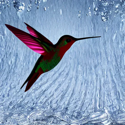 Prompt: icy submerged hummingbird transparendigitalart leaked aquatic noticing