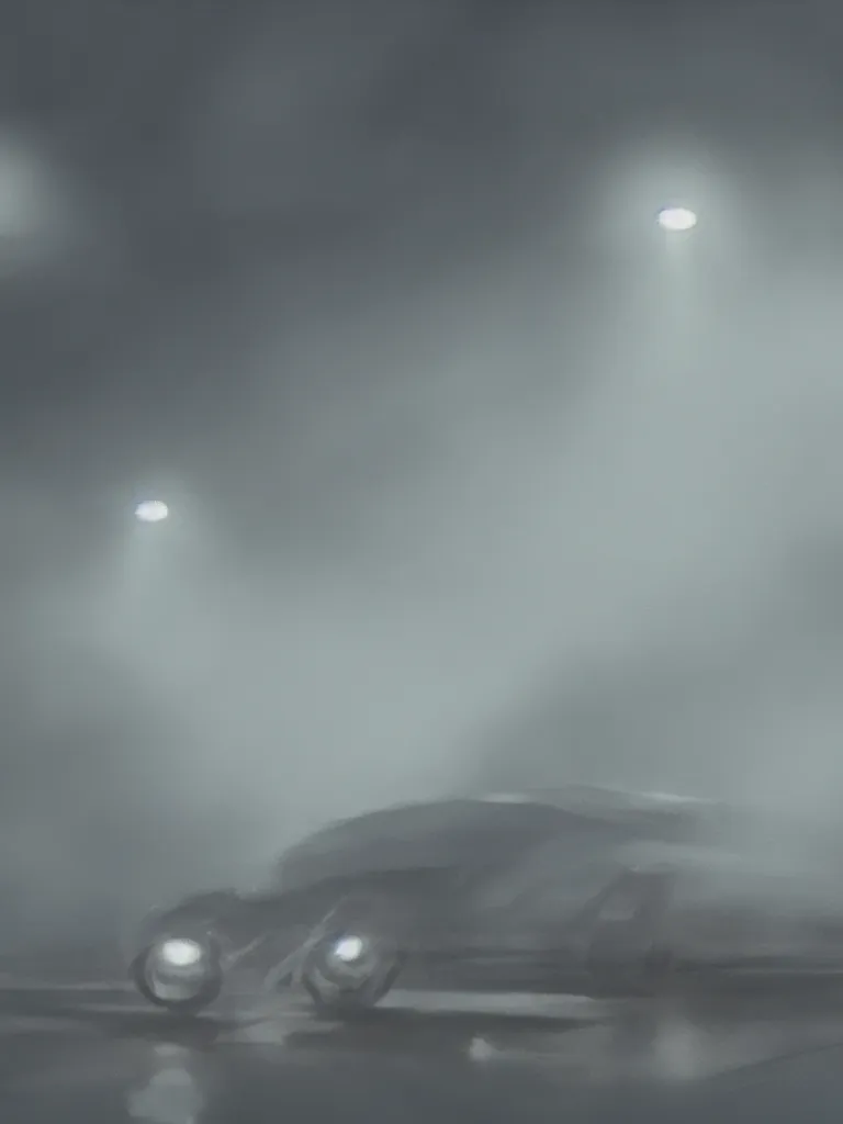 Image similar to headlights through the fog by disney concept artists, blunt borders, rule of thirds