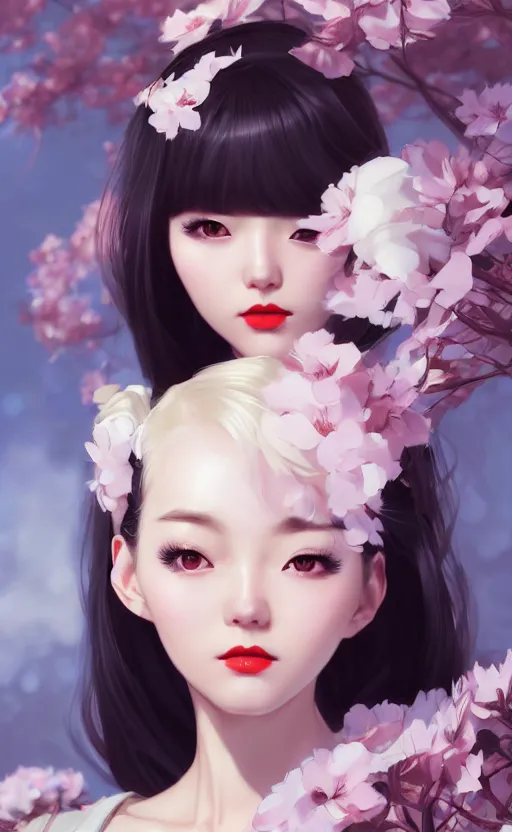 Image similar to a pin up and beautiful fashion charming dreamlke korea girl with lv jewelry, character art, art by artgerm lau and kyoung hwan kim and and ilya kuvshinov and john singer sargent, hyperdetailed, 8 k realistic, symmetrical, frostbite 3 engine, cryengine, dof, trending on artstation, digital art