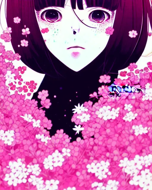 Prompt: beautiful girl in sakura supernova, detailed manga illustration!! intricate details, perfect face, perfect body, aesthetically pleasing pastel colors, poster background, aesthetic details, art by conrad roset and ilya kuvshinov