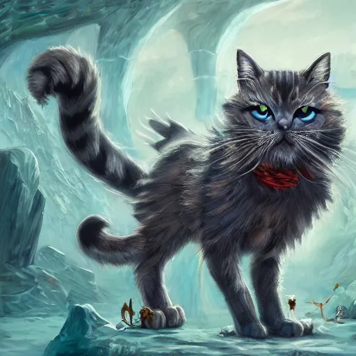 Image similar to The Cat monster d&d art, fantasy, painted, 4k, high detail, sharp focus