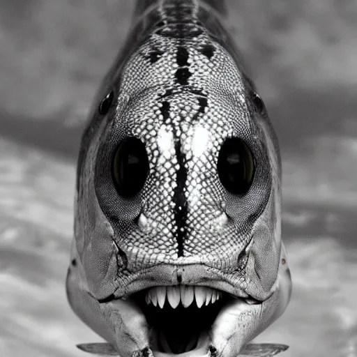 Image similar to man with viperfish face