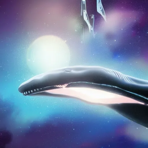 Prompt: a spaceship flies away abandoning a whale explorer on an alien world, sci-fi digital art illustration,