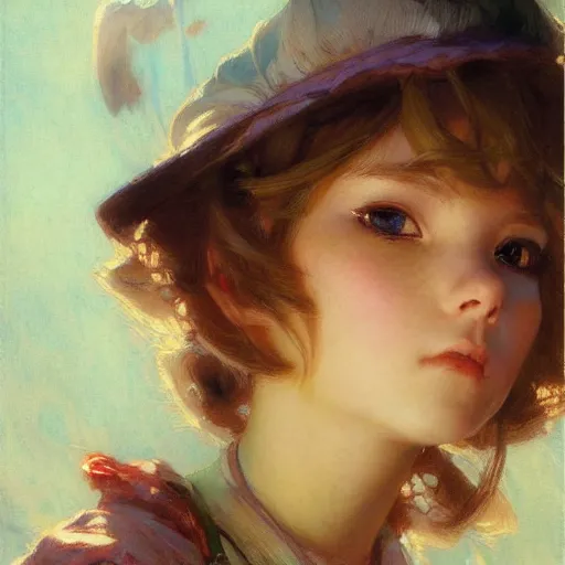 Prompt: a detailed portrait of am adorable anime girl, cute pout, eyes, painting by gaston bussiere, craig mullins, j. c. leyendecker