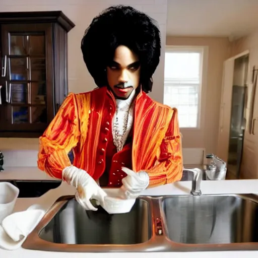 Image similar to photo of prince doing the dishes, very detailed