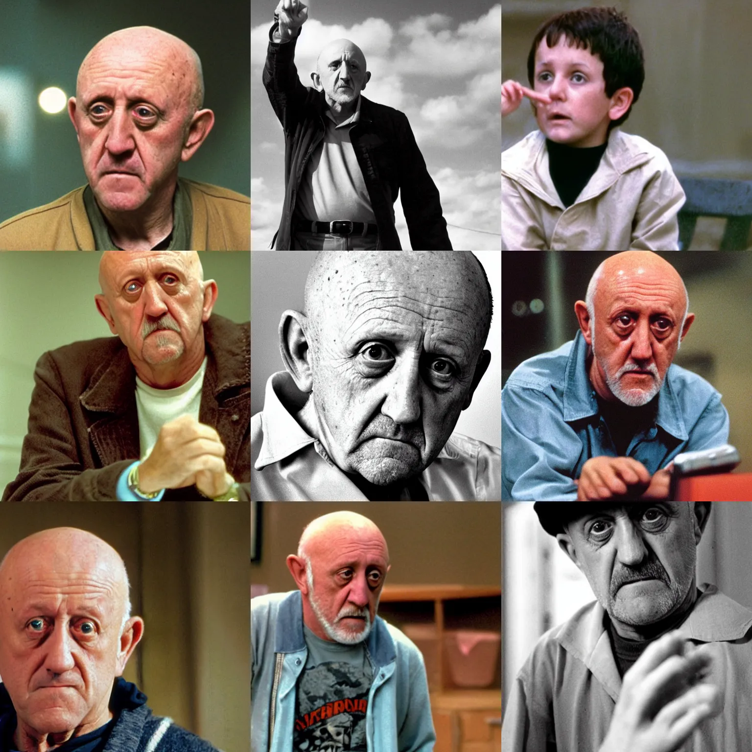 Prompt: Mike Ehrmantraut as the kid named Finger