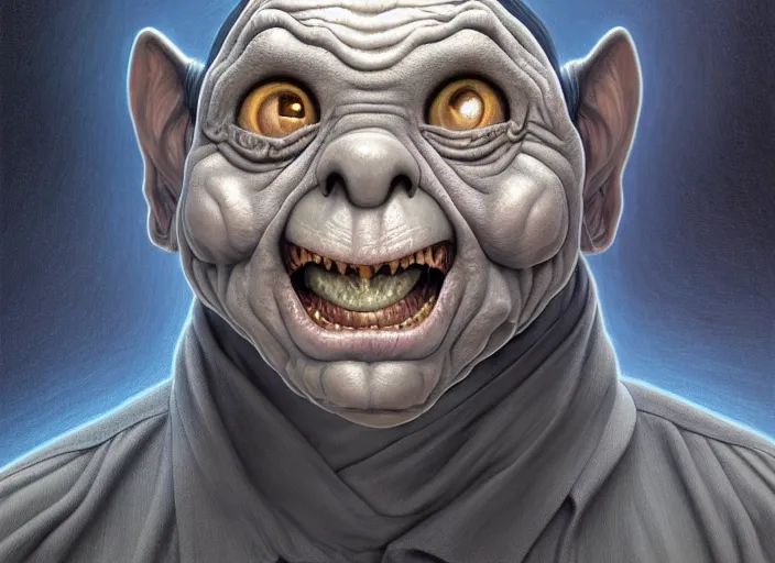 Prompt: anthropomorphic d 2 0 comedic genius head in opal darkiron mr. bean grey wide head, intricate, elegant, highly detailed monster, digital painting, artstation, concept art, sharp focus, illustration, art by artgerm, bob eggleton, michael whelan, stephen hickman, richard corben, wayne barlowe, alphonse mucha, 8 k