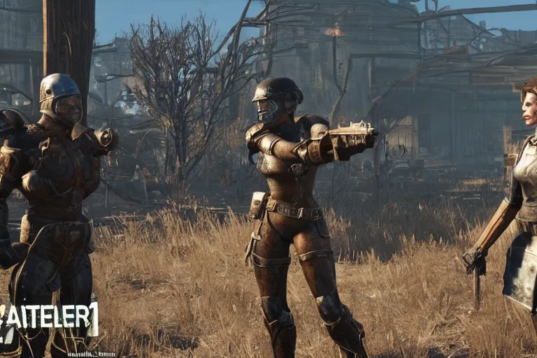 Prompt: crystal reed as a raider in fallout 4, in game screenshot