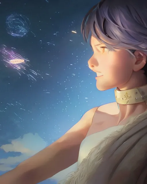 Prompt: goddess pulling meteors from the sky, ambient lighting, full shot, detailed face, 3 d shading, by makoto shinkai, stanley artgerm lau, wlop, rossdraws