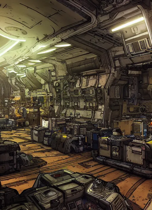 Image similar to Borderlands 2 Hyperion Space Station , Dynamic lighting, cinematic, extremely high detail, photo realistic, cinematic lighting, pen and ink, intricate line drawings, post processed, concept art, artstation, matte painting, style by, Q Hayashida