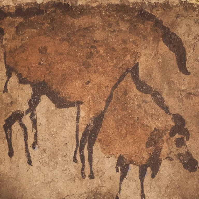 Image similar to a cave painting of an ox by flickering firelight 4 k