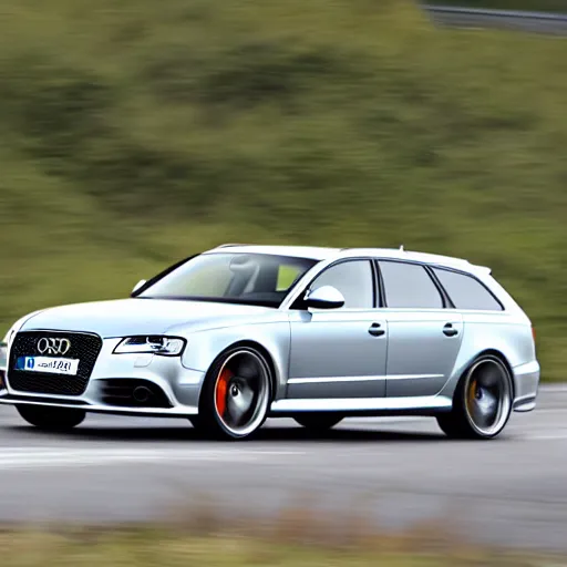 Prompt: a 2 0 0 9 audi rs 6 driving on a race track