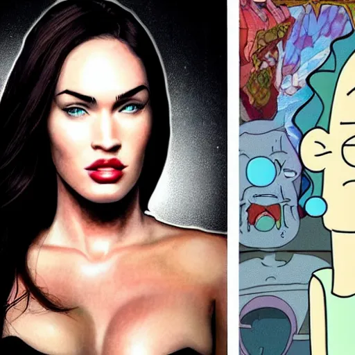 Image similar to Megan Fox portrait, Rick And Morty