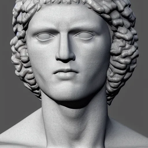 Prompt: a 3 d render of the head of david statue