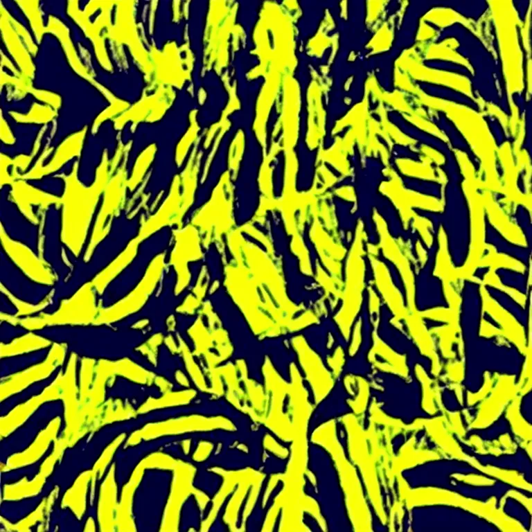 Image similar to bananas by andy warhol emerging from illusory motion dazzle camouflage perlin noise optical illusion